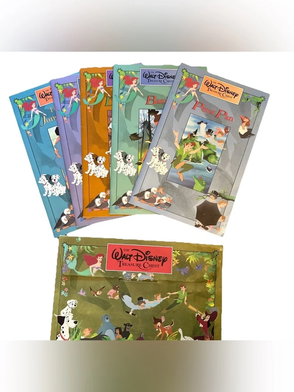 Vintage 1991 The Walt Disney Treasure Chest Set Of 5 Large Picture Books GUC